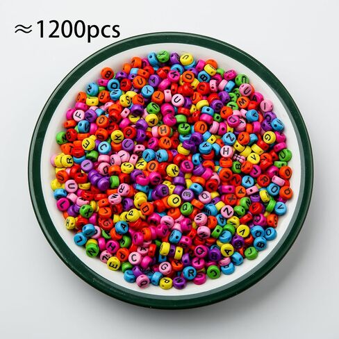 CYEENUT 1200pcs Letter Beads, Black with White Letter Beads,4x7 mm Acrylic Beads for DIY Jewelry and Bracelet Making(Black&White) in Saudi Arabia