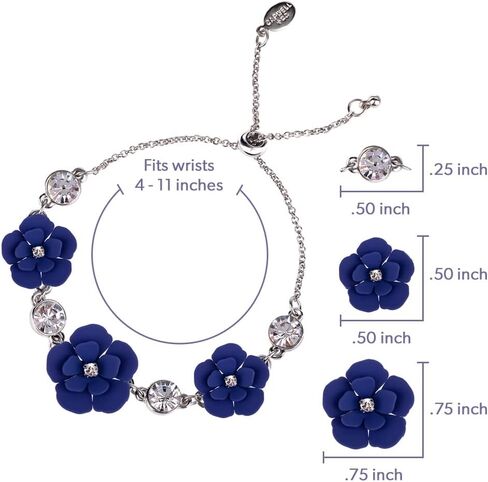 Capwell + Co Flower and Crystal Stone Statement Adjustable Slider Friendship Bracelet Fashion for Bridesmaid Women and Young Girls in Saudi Arabia