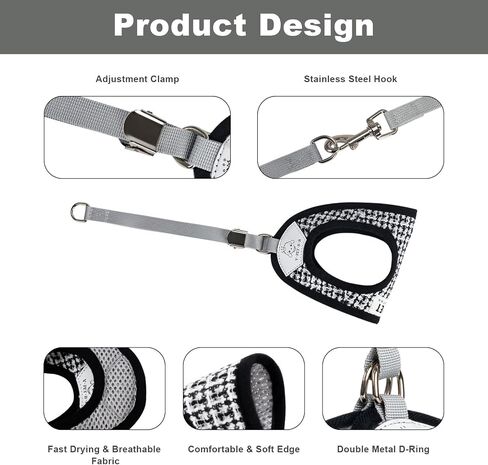 Small Dog Harness and Leash Set, No Pull No Chock Soft Mesh Breathable Adjustable Dog Vest Harnesses Plaid for Puppies Small Dogs Cats Animals in Saudi Arabia