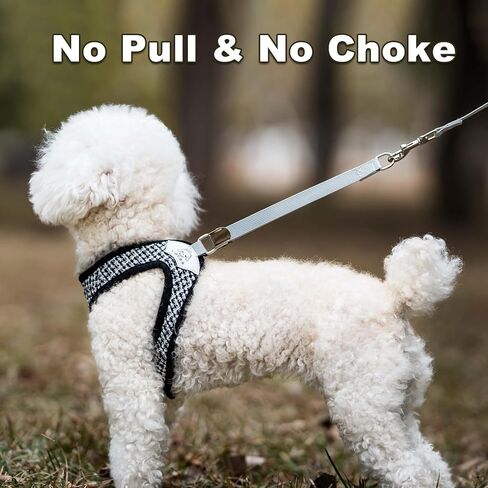 Small Dog Harness and Leash Set, No Pull No Chock Soft Mesh Breathable Adjustable Dog Vest Harnesses Plaid for Puppies Small Dogs Cats Animals in Saudi Arabia