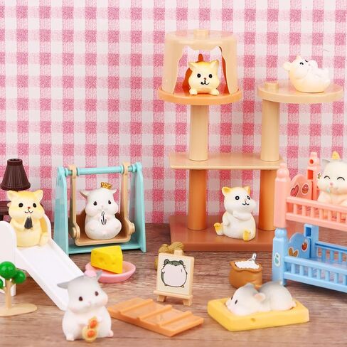 Hamster Figures Playset Toy 43 Pack Pet Pretend Play Toys Realistic Hamster Figurines Toys Plastic Hamster Care Role Play EduDogional Learning Playset Home Party Supplies Cake Toppers in Kuwait
