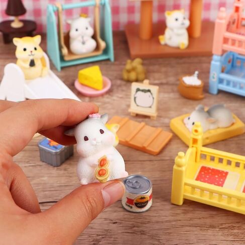 Hamster Figures Playset Toy 43 Pack Pet Pretend Play Toys Realistic Hamster Figurines Toys Plastic Hamster Care Role Play EduDogional Learning Playset Home Party Supplies Cake Toppers in Kuwait