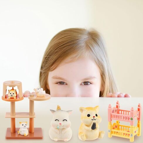Hamster Figures Playset Toy 43 Pack Pet Pretend Play Toys Realistic Hamster Figurines Toys Plastic Hamster Care Role Play EduDogional Learning Playset Home Party Supplies Cake Toppers in Kuwait