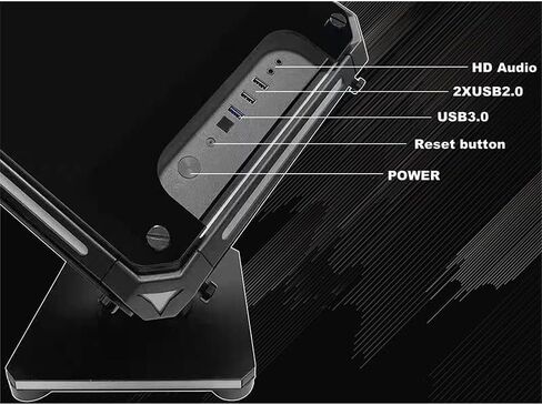حافظة matx، حافظة itx/حافظة PC/زجاج مقسى فاخر/ ثلاثي الجوانب مع USB3.0x1، منفذ USB2.0x2 I/O/ARGB HUB متضمن (أسود بدون مراوح) in Kuwait