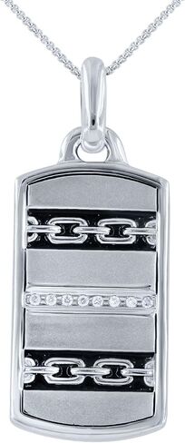 قلادة سول بوكس ​​للرجال من الفضة الإسترليني عيار 925 والألماس مع سلسلة فضية in Kuwait