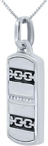 قلادة سول بوكس ​​للرجال من الفضة الإسترليني عيار 925 والألماس مع سلسلة فضية in Kuwait