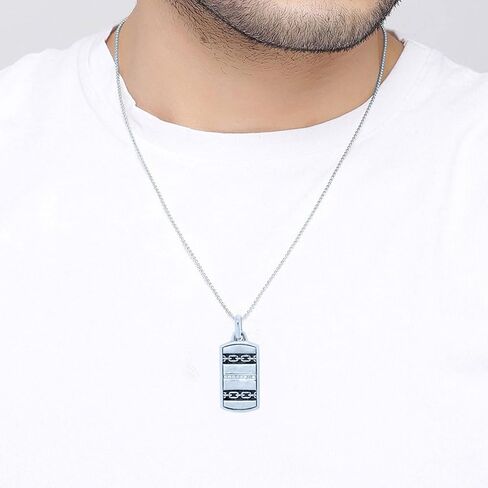 قلادة سول بوكس ​​للرجال من الفضة الإسترليني عيار 925 والألماس مع سلسلة فضية in Kuwait