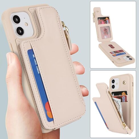 حافظة Cavor لهاتف iPhone 12 مع حامل بطاقة، حافظة محفظة iPhone 12 للنساء والرجال، حافظة هاتف iPhone 12 Pro مع محفظة، مشبك مغناطيسي جلدي بسحاب وفتحات لبطاقات الجيب - أرجواني in Kuwait