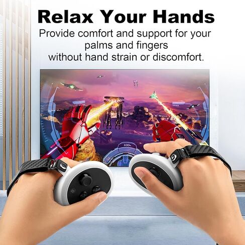 غطاء مقابض وحدة التحكم متوافق مع Oculus/Meta Quest 3، واقي مقبض غير قابل للانزلاق لملحقات Quest 3، ملحقات وحدات تحكم VR من السيليكون مع أشرطة مفصل قابلة للتعديل، يناسب معظم الأيدي in Kuwait