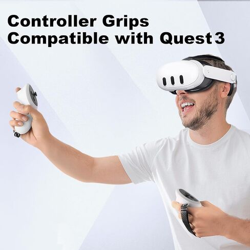 غطاء مقابض وحدة التحكم متوافق مع Oculus/Meta Quest 3، واقي مقبض غير قابل للانزلاق لملحقات Quest 3، ملحقات وحدات تحكم VR من السيليكون مع أشرطة مفصل قابلة للتعديل، يناسب معظم الأيدي in Kuwait