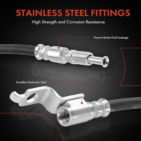 A-Premium Rear Driver Brake Hydraulic Hose Compatible with Select Freightliner Models - FS65 1998 1999 2000 2001 2002 2003 2004 2005, with 47.5 in Overall Length - Replace# 1215026000 in Saudi Arabia