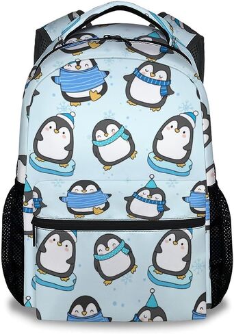 Kids School Backpack - 17 Inch Cute Penguin Bookbag for Girls - Durable Black School Bag for Elementary & Travel in Saudi Arabia