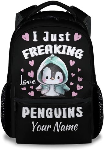 Kids School Backpack - 17 Inch Cute Penguin Bookbag for Girls - Durable Black School Bag for Elementary & Travel in Saudi Arabia