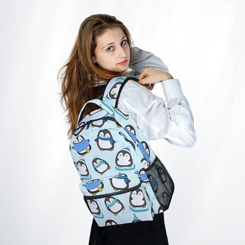 Kids School Backpack - 17 Inch Cute Penguin Bookbag for Girls - Durable Black School Bag for Elementary & Travel in Saudi Arabia