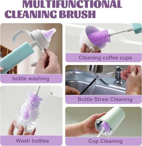 Electric Bottle Brush Cleaner, USB Rechargeable Electric Baby Bottle Brush Set, IPX7 Waterproof Silicone Bottle Brush, 2 Modes & 360° Rotation, Perfect Giftfor New Moms in Saudi Arabia