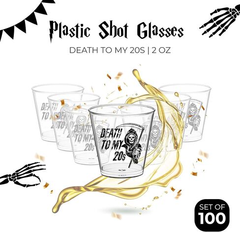 كؤوس شوت للزينة من Death to My 20s - مجموعة من 100 كؤوس لعيد الميلاد الثلاثين، 2oz مزق إلى زينة عيد ميلاد العشرينات، مثالية لحفلة عيد الميلاد الثلاثين، كؤوس بلاستيكية صغيرة in Saudi Arabia