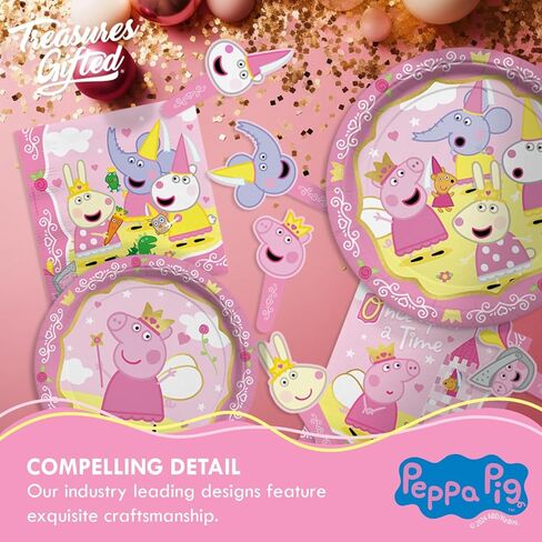 لوازم حفلات أعياد الميلاد من كنوز الأميرة بيبا بيج - تخدم 16 ضيفًا - مجموعة فاخرة من لوازم حفلات بيبا بيج المرخصة رسميًا - أطباق بيبا بيج، وأكواب، ومناديل بيبا، وغطاء طاولة بيبا بيج in Kuwait