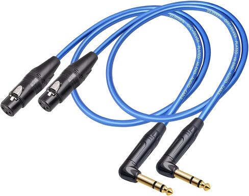 HUALEU 3.3FT متوازن XLR أنثى إلى الزاوية اليمنى 1/4 TRS كابل خلاط، 6.35 مم ستيريو ذكر إلى 3pin XLR أنثى كابل صوت، 6N OFC + كابل صوت عالي الجودة مطلي بالفضة لميكروفون مكبر للصوت-2 حزمة in Saudi Arabia