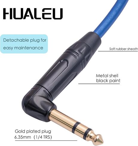 HUALEU 3.3FT متوازن XLR أنثى إلى الزاوية اليمنى 1/4 TRS كابل خلاط، 6.35 مم ستيريو ذكر إلى 3pin XLR أنثى كابل صوت، 6N OFC + كابل صوت عالي الجودة مطلي بالفضة لميكروفون مكبر للصوت-2 حزمة in Saudi Arabia