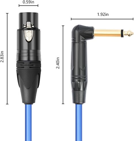 HUALEU 3.3FT متوازن XLR أنثى إلى الزاوية اليمنى 1/4 TRS كابل خلاط، 6.35 مم ستيريو ذكر إلى 3pin XLR أنثى كابل صوت، 6N OFC + كابل صوت عالي الجودة مطلي بالفضة لميكروفون مكبر للصوت-2 حزمة in Saudi Arabia