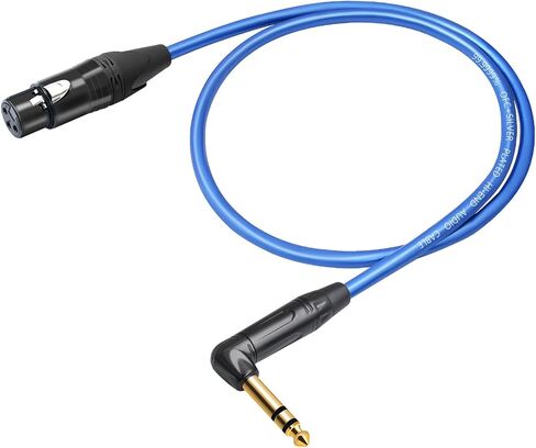 HUALEU 3.3FT متوازن XLR أنثى إلى الزاوية اليمنى 1/4 TRS كابل خلاط، 6.35 مم ستيريو ذكر إلى 3pin XLR أنثى كابل صوت، 6N OFC + كابل صوت عالي الجودة مطلي بالفضة لميكروفون مكبر للصوت-2 حزمة in Saudi Arabia
