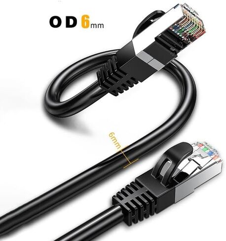 Cat 6 Ethernet Cable 16 ft, 10Gbps Snagless Short (Cat 6 Cable, Cat6 Network Cable, Internet Cable) in Black in Saudi Arabia