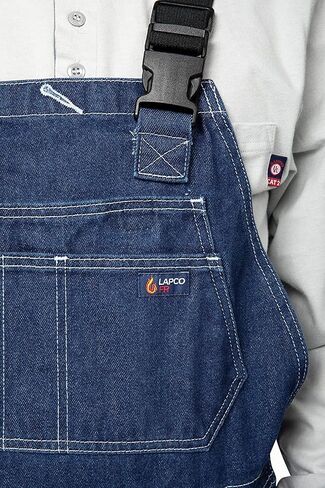 Lapco FR Bib Overalls for Men, Flame Resistant Jean Coveralls w/Adjustable Elastic Straps, HRC 2, NFPA 70E, B13FRDN in Saudi Arabia