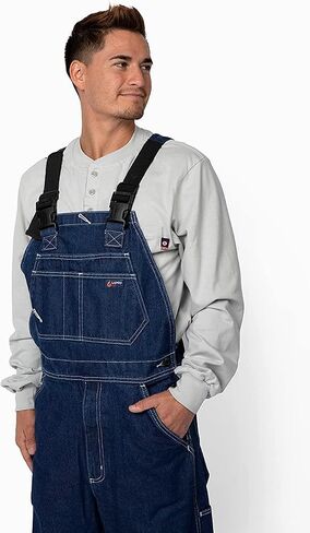 Lapco FR Bib Overalls for Men, Flame Resistant Jean Coveralls w/Adjustable Elastic Straps, HRC 2, NFPA 70E, B13FRDN in Saudi Arabia