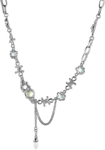 Irregular Necklace for Women Y2k Zircon Splice Necklace Collar Chain Hip Hop High Grade Fashion Gift Girl 17.7 Inch in Saudi Arabia