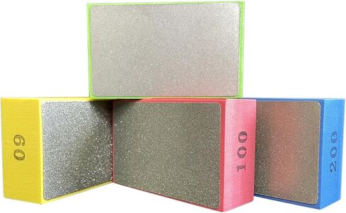 4 قطع من وسادات تلميع اليد الماسية من EKDJKK، وسادات طحن زجاجية مكعبات تلميع ماسية لطحن زجاج بلاط السيراميك، مكعبات صنفرة تلميع كتلة 60#، 100#، 200#، 400# in Kuwait