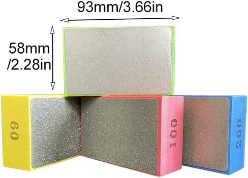 4 قطع من وسادات تلميع اليد الماسية من EKDJKK، وسادات طحن زجاجية مكعبات تلميع ماسية لطحن زجاج بلاط السيراميك، مكعبات صنفرة تلميع كتلة 60#، 100#، 200#، 400# in Kuwait