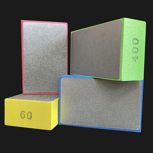 4 قطع من وسادات تلميع اليد الماسية من EKDJKK، وسادات طحن زجاجية مكعبات تلميع ماسية لطحن زجاج بلاط السيراميك، مكعبات صنفرة تلميع كتلة 60#، 100#، 200#، 400# in Kuwait