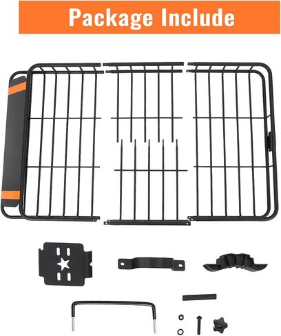 سلة حامل سقف مقاس 46 بوصة × 36 بوصة × 5 بوصة، حامل بضائع مع ملحق حامل أمتعة علوي للسيارة باللون الأسود، 200 رطل للخدمة الشاقة، سلة حامل لسيارات الدفع الرباعي أو الشاحنات أو المركبات الترفيهية للتخييم من الصلب in Kuwait