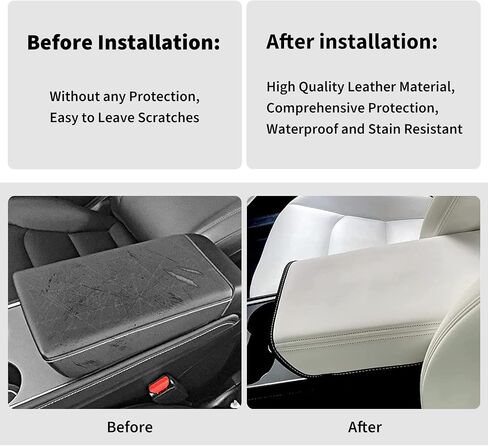 Car Armrest Cover for Tesla Model 3 & Model Y PU Leather Center Console Protector Anti-Scratch Easy Installation Automobile Waterproof Armrest Box Mat Interior Accessories Decor in Saudi Arabia
