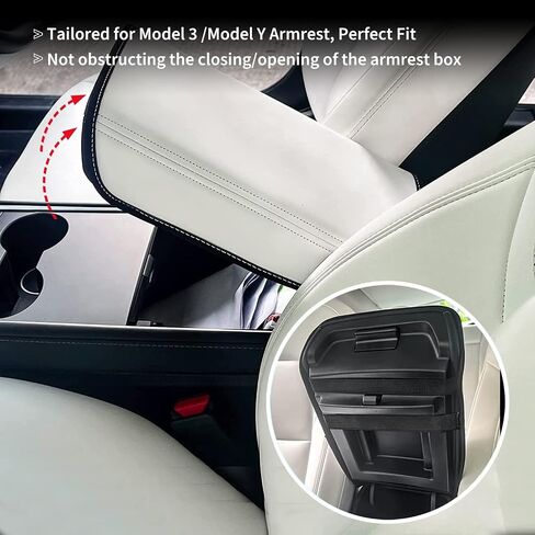 Car Armrest Cover for Tesla Model 3 & Model Y PU Leather Center Console Protector Anti-Scratch Easy Installation Automobile Waterproof Armrest Box Mat Interior Accessories Decor in Saudi Arabia