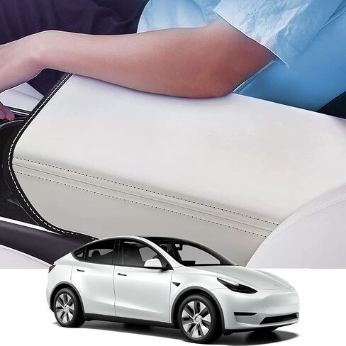 Car Armrest Cover for Tesla Model 3 & Model Y PU Leather Center Console Protector Anti-Scratch Easy Installation Automobile Waterproof Armrest Box Mat Interior Accessories Decor in Saudi Arabia