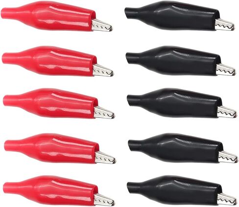 Fielect 6Pcs 10A Plastic Handle Test Probe Metal Alligator Clips Red and Black in Saudi Arabia