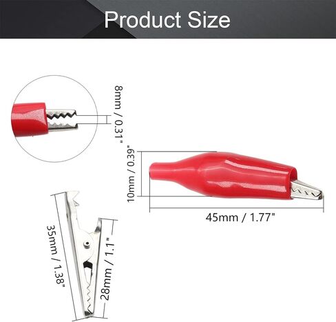 Fielect 6Pcs 10A Plastic Handle Test Probe Metal Alligator Clips Red and Black in Saudi Arabia