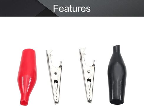 Fielect 6Pcs 10A Plastic Handle Test Probe Metal Alligator Clips Red and Black in Saudi Arabia