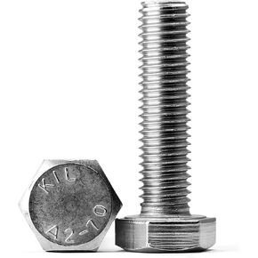 M8-1.25 x 55mm مسمار لولبي برأس سداسي، 18-8 (304) من الفولاذ المقاوم للصدأ، ملولب بالكامل، لمسة نهائية سادة، الكمية 10