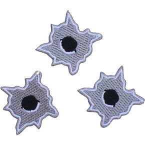 Pack 3 Bullet Holes Embroidered Iron On Patch Decoration Costume Biker Patch Mitlitary Army Jacket Jean Death Gang Logo Symbol Tattoo Halloween Motorcycle Car Racing Skull