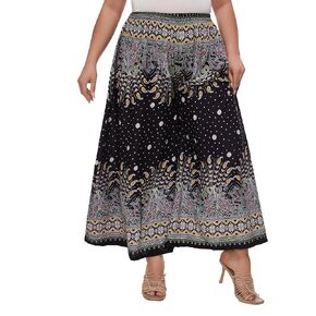 Women Wide Leg Palazzo Pants Plus Size Hippie Bohemian Flora Printed 1X 2X 3X