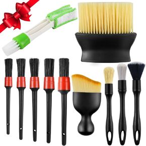 11PCS Car Detailing Brush Set, Exterior & Interior Detailing Brush Set, Ultra Soft Boars Hair Detailing Brush,Detailing Brush Set,car Cleaning Brush for Air Vent, Dashboard, Leather,Wheel