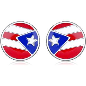 بورتوريكو أقراط 925 فضة بورتوريكو العلم مسمار بورتوريكو مجوهرات هدايا للرجال النساء بورتوريكو in Kuwait
