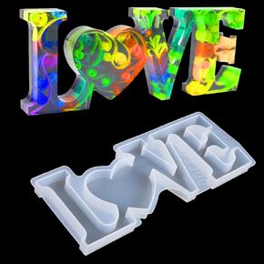 iSuperb Love Resin Mold Large Word Sign Molds, Epoxy Silicone Resin Casting Letter Mold for DIY Table Decoration Birthday Valentine's Gift