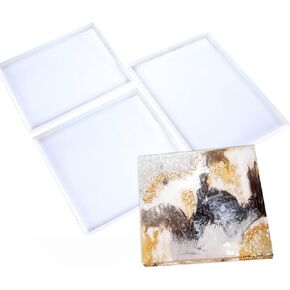 Extra Large Rectangle Tray Resin Mold Kit, 3 PCS Silicone Tray Molds for Making Faux Agate Tray,Serving Board,Coaster,Include Big Rectangle Mold 12x8in,Square Mold 10in,Rectangle Mold 10x6