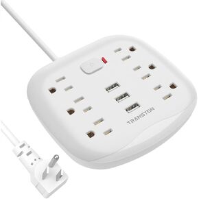 Surge Protector Power Strip 6 Outlet 3 USB with Switch Control, Desktop Charging Station Fast Charge Electric Fireproof 3.3 ft Extension Cord, Compact for Home and Office, Black