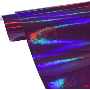Holographic Laser Rainbow Car Vinyl Wrap Glossy Chrome Purple Self Adhesive Car Body Wrap Film, 23.6'' x 59.84''