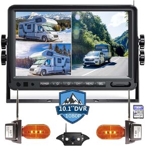 Wireless 10-Inch 3 Split 128GB Large Audio Screen 1080P Backup Camera Monitor & Built-in DVR Video Recorder Compatible with Furrion Pre-Wired RV Truck Trailer Class A B C Motorhome Camper System