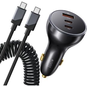 Car Charger, 160W USB C Car Charger, 3 Ports QC5.0 PD3.1 PPS Fast Charging, Car Phone Charger Adapter, Compatible with Smartphones PC Tablets